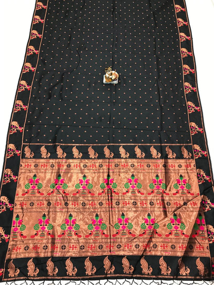 Black color lichi silk saree for women