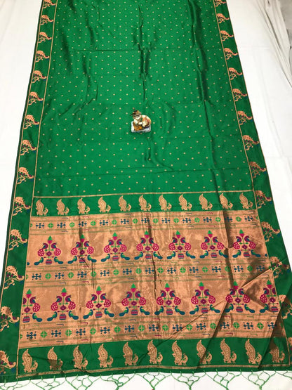 Green color lichi silk saree with blouse online