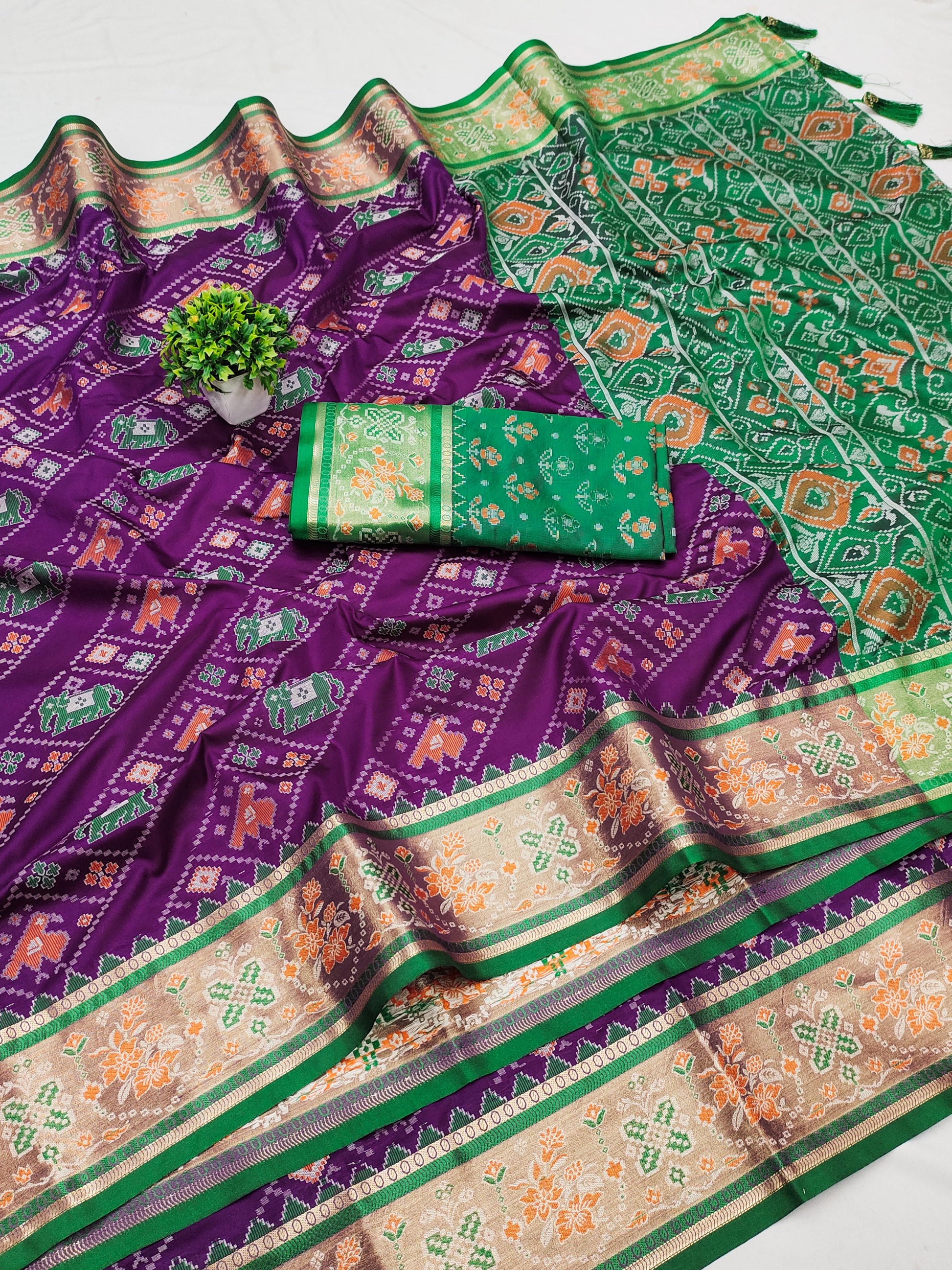 Purple color patola silk saree price
