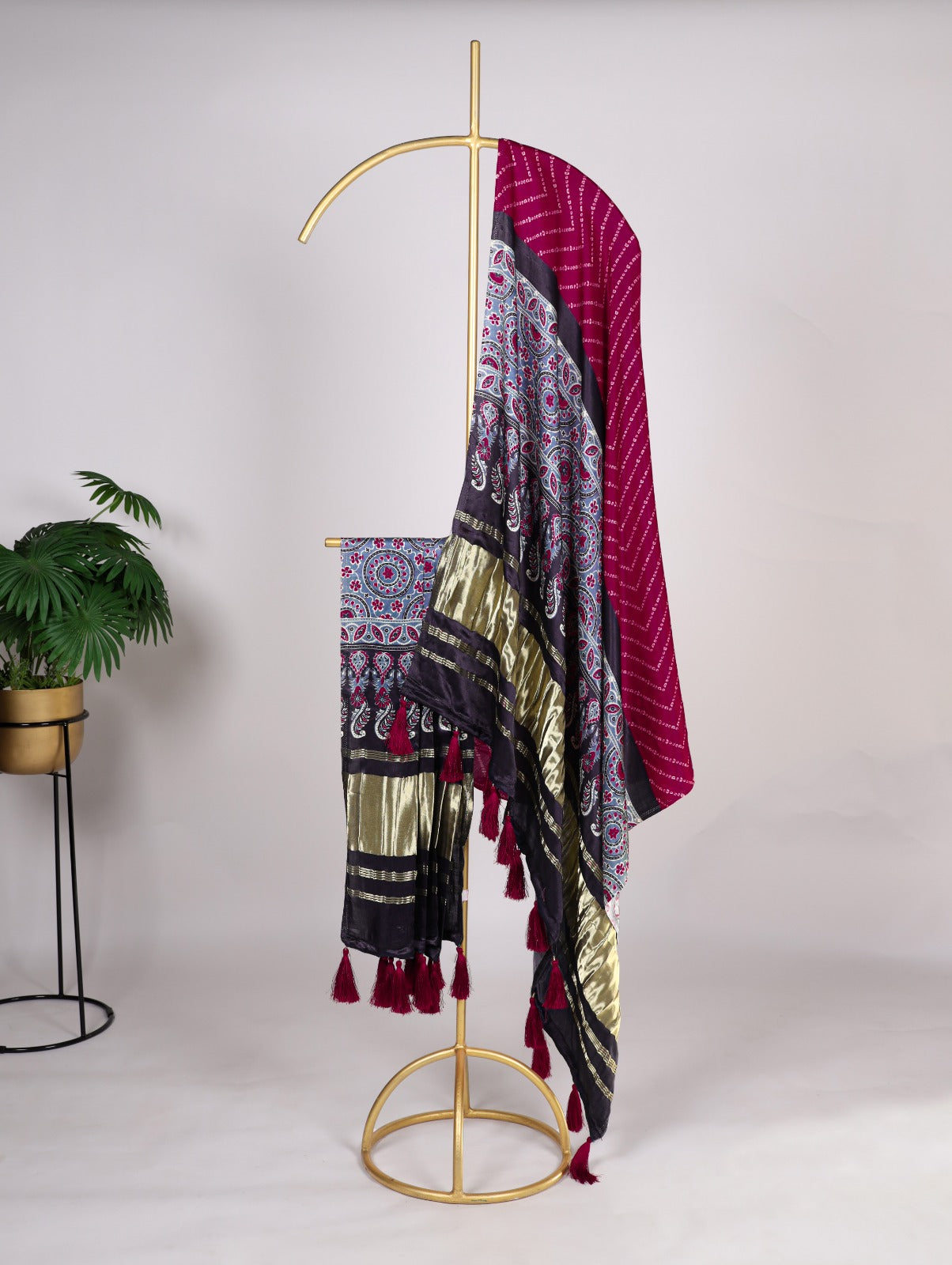 black dupatta gaji silk for women