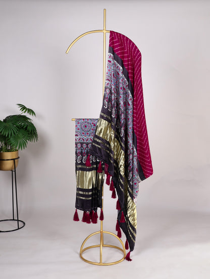 black dupatta gaji silk for women