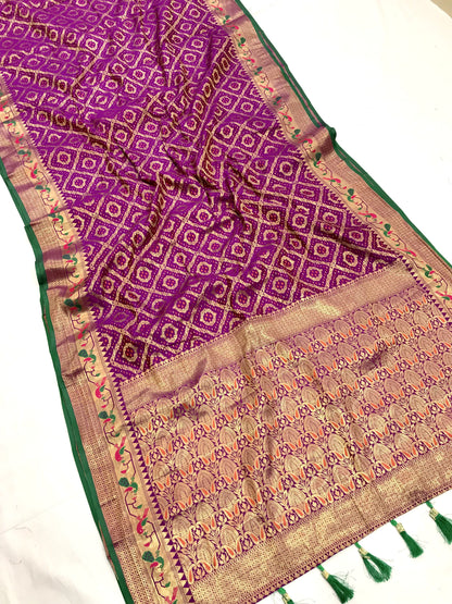 Pink color banarasi silk saree for women