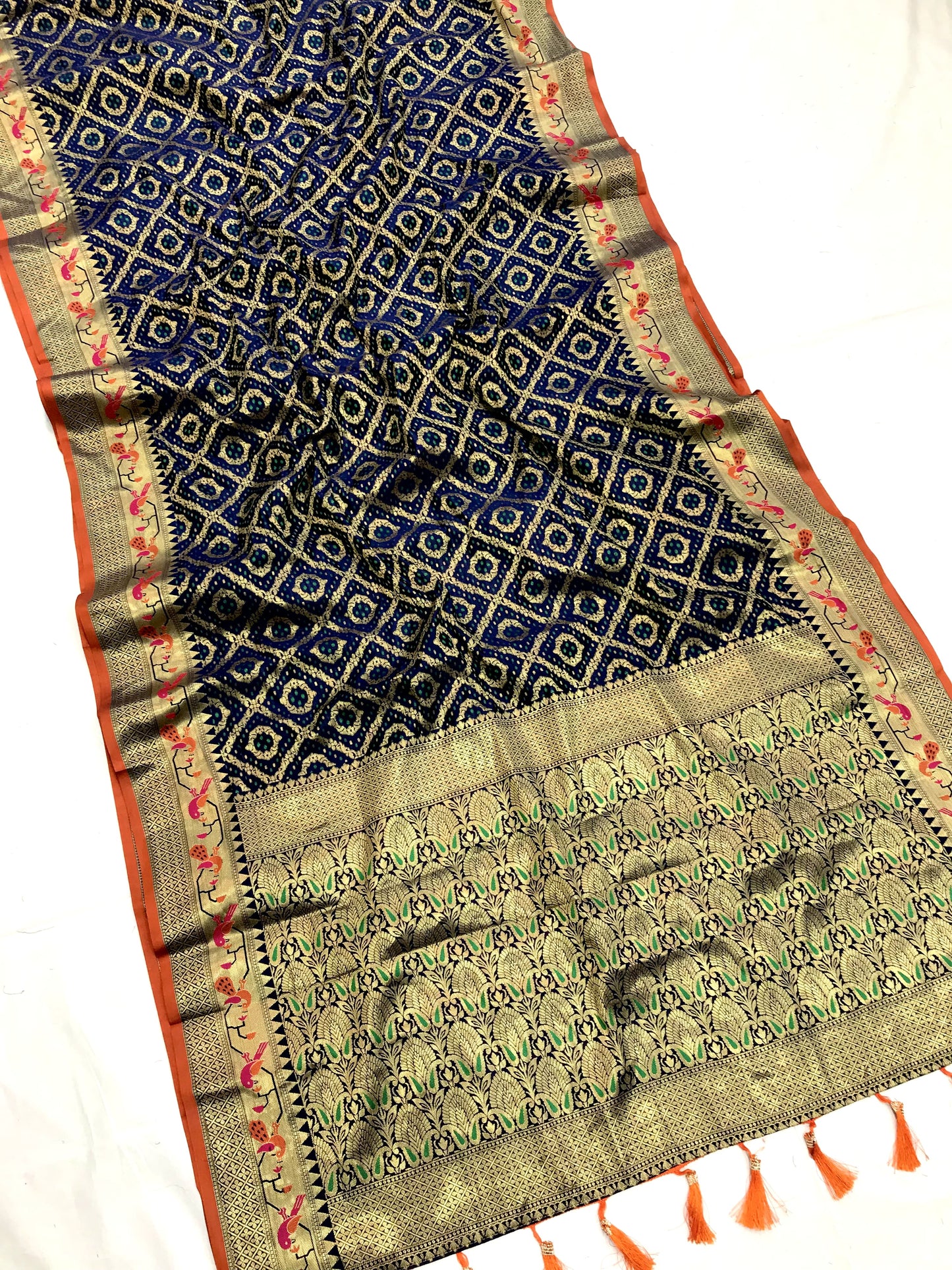 Navy blue color banarasi silk saree with blouse price