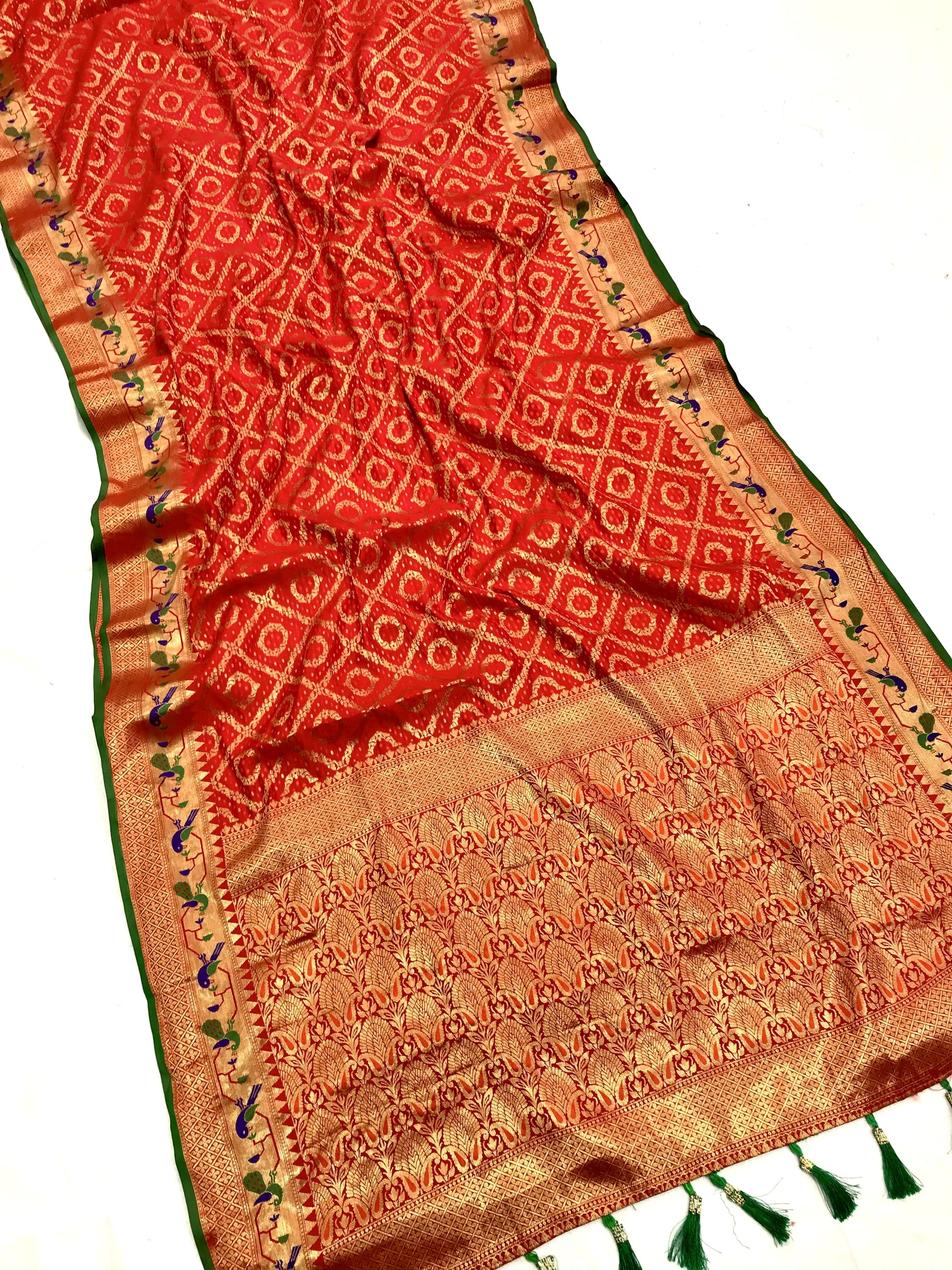 Red color banarasi silk saree with blouse online