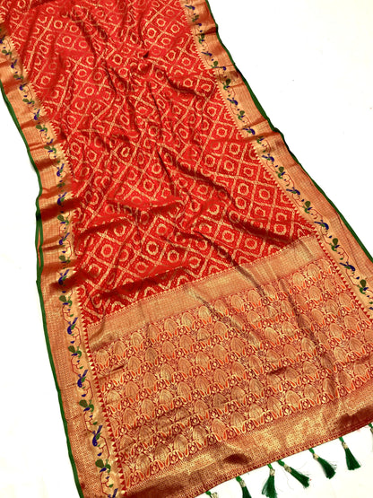 Red color banarasi silk saree with blouse online