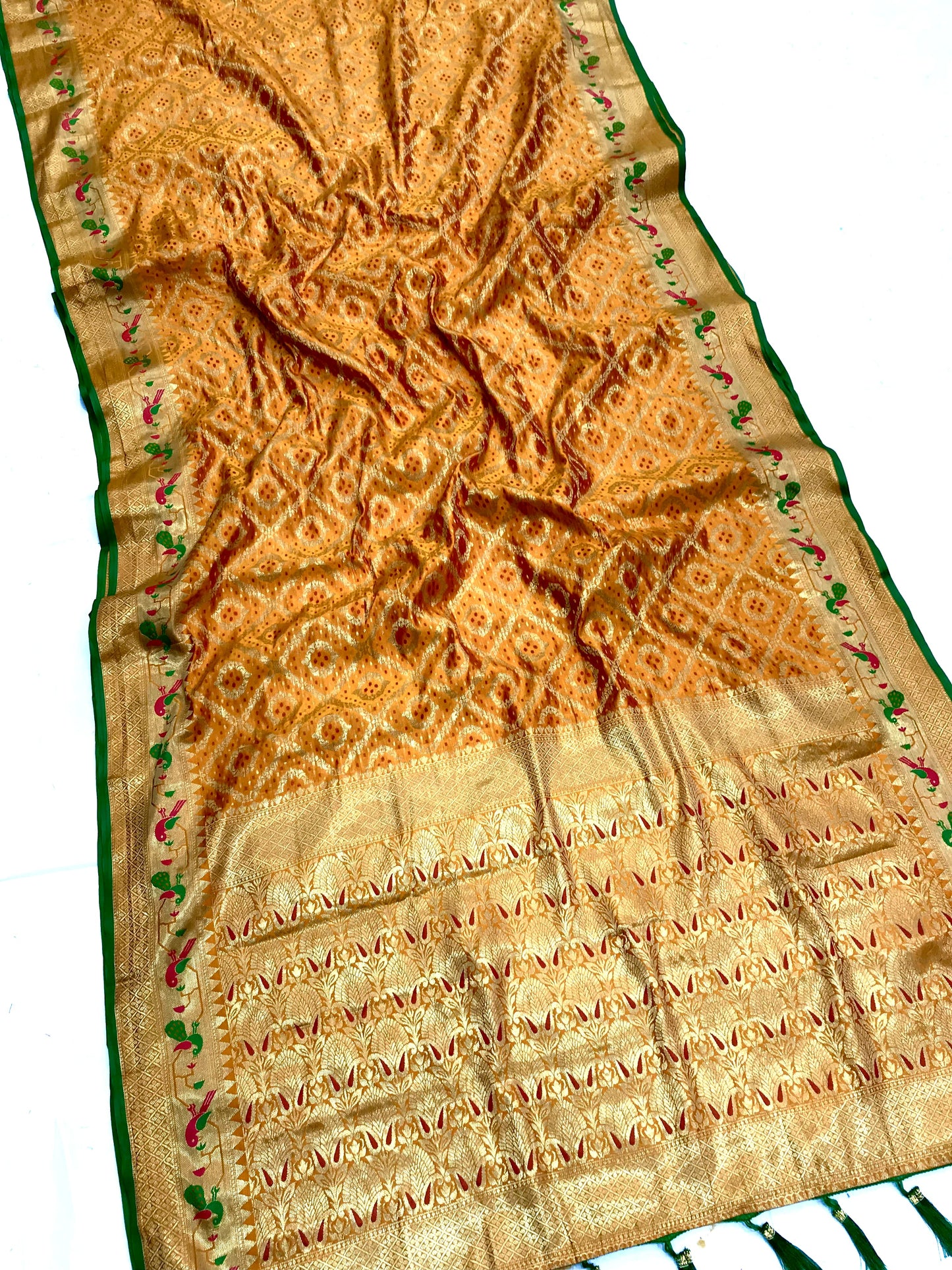 Mustard color banarasi silk saree with blouse price