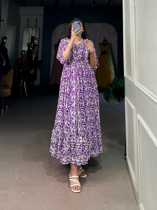 Purple color georgette long frock