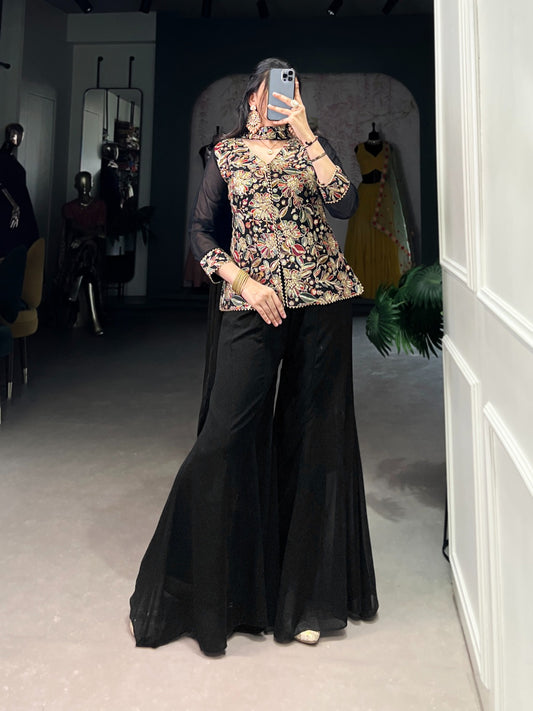 Black color georgette lehenga choli for women