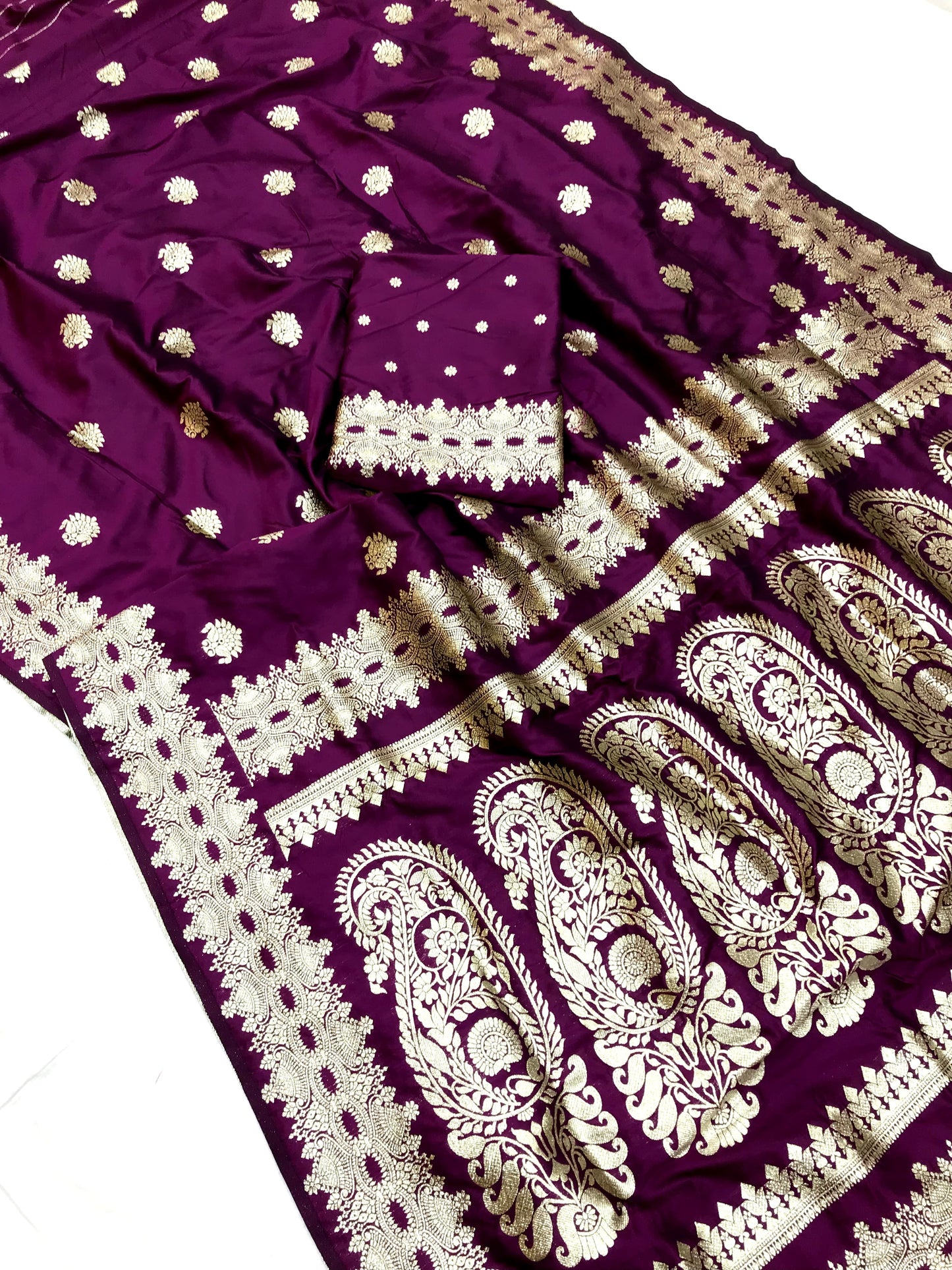 Wine color banarasi silk saree for wedding