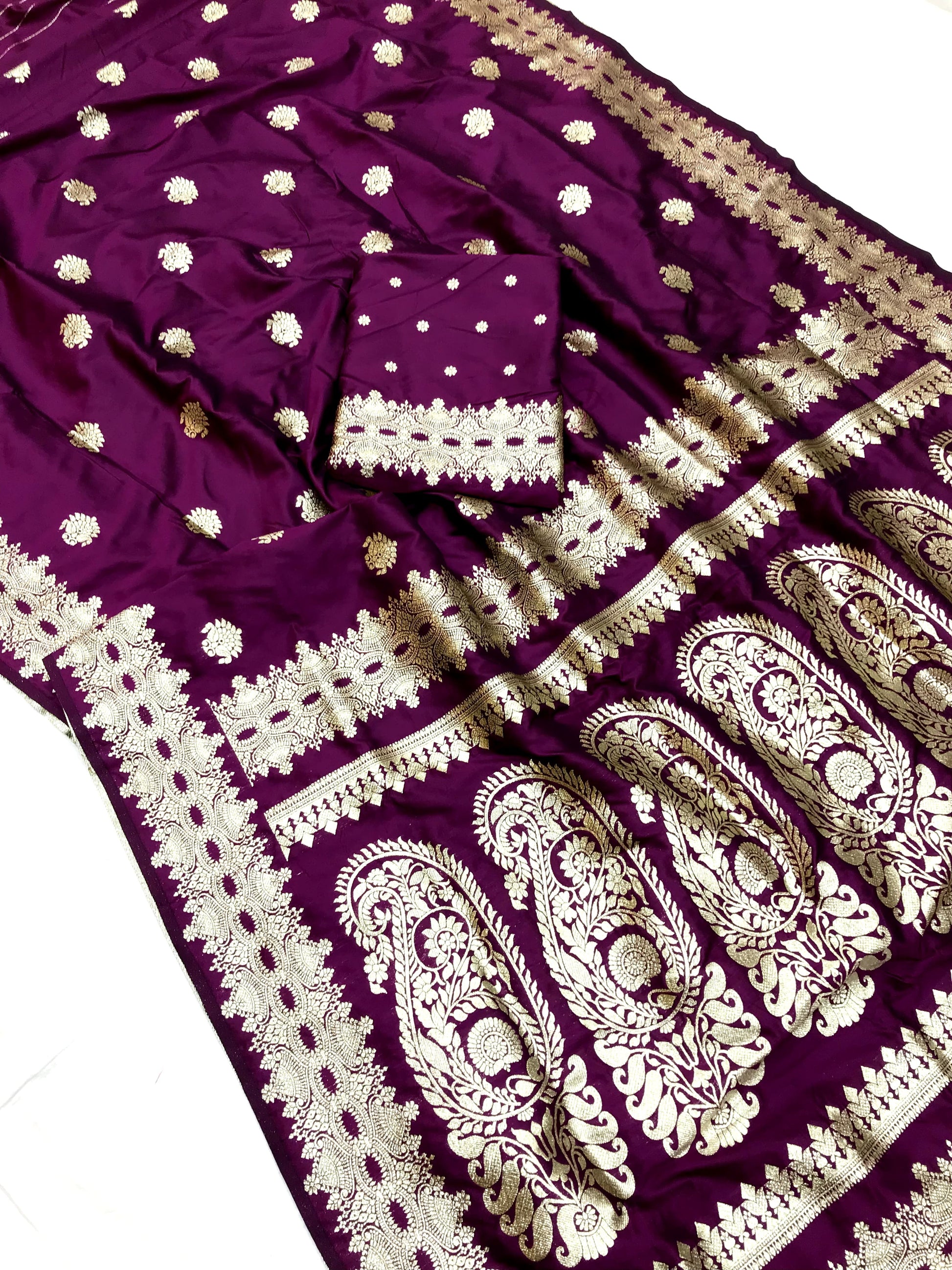 Wine color banarasi silk saree for wedding