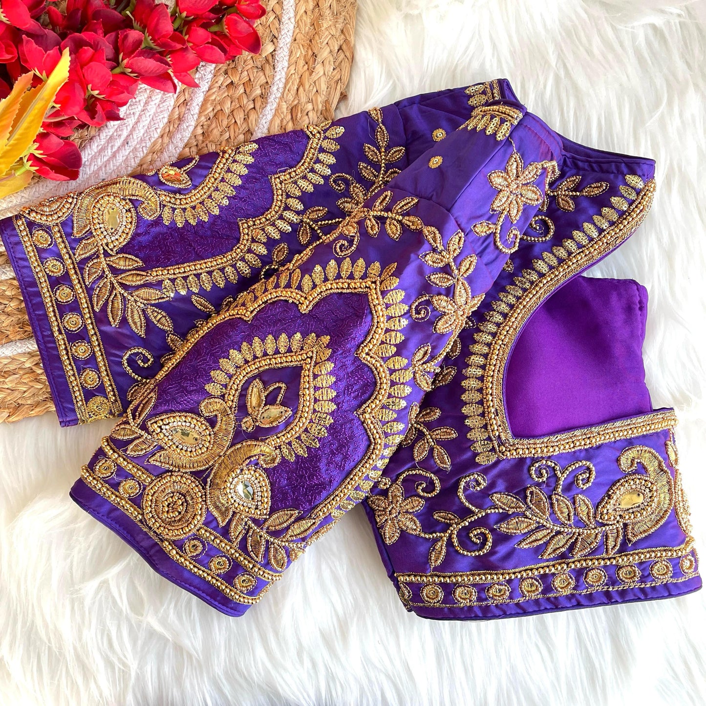Purple color banarasi silk blouse for women