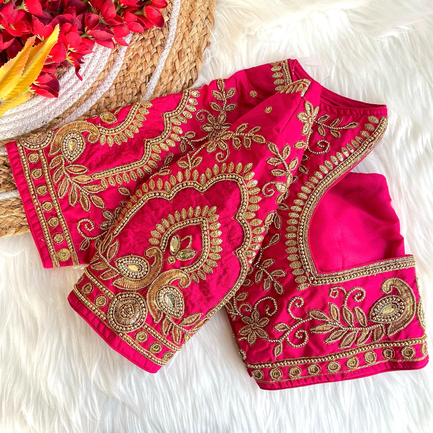 Light Pink banarasi silk blouse for lehenga 