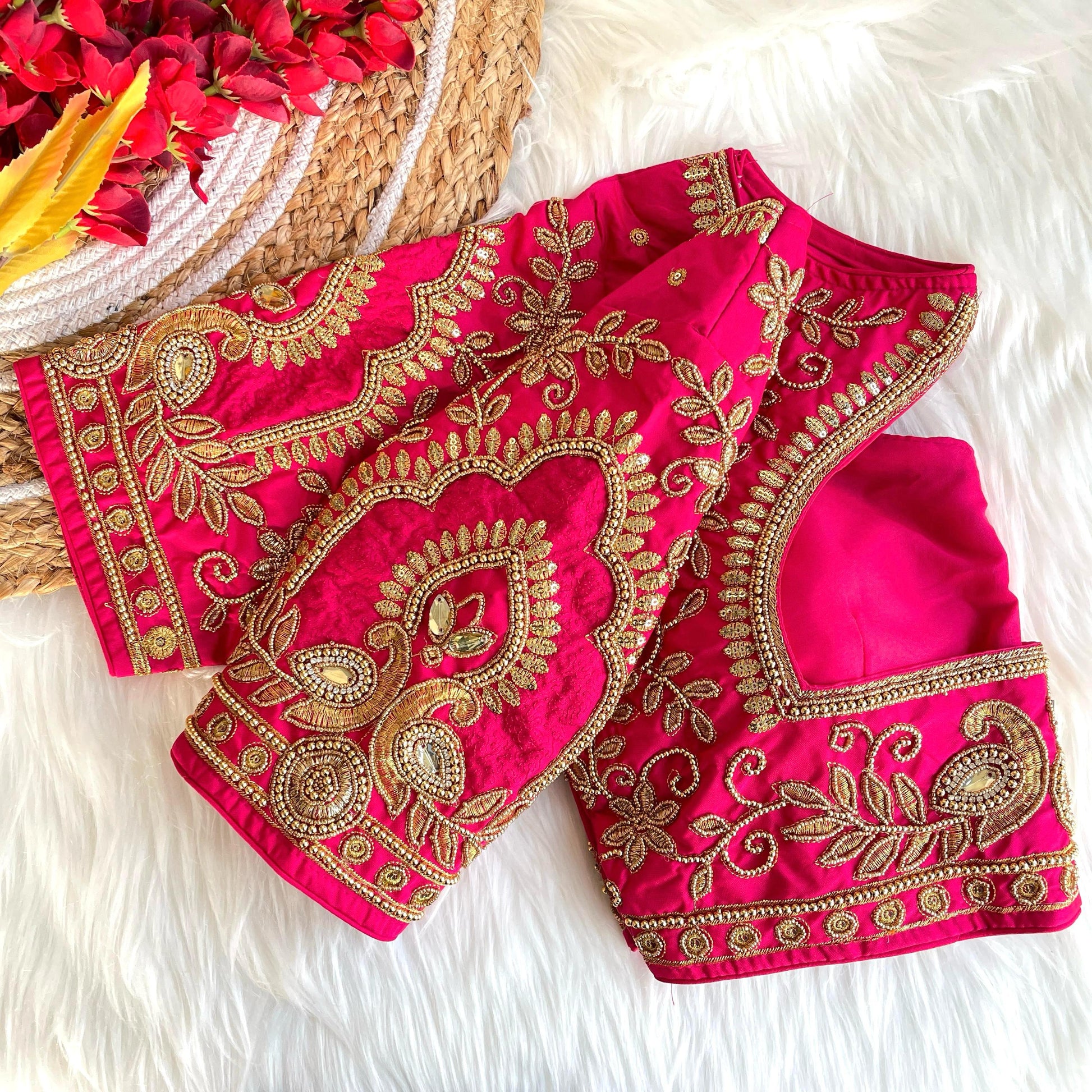 Light Pink banarasi silk blouse for lehenga 