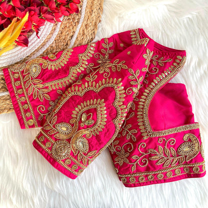 Light Pink banarasi silk blouse for lehenga 