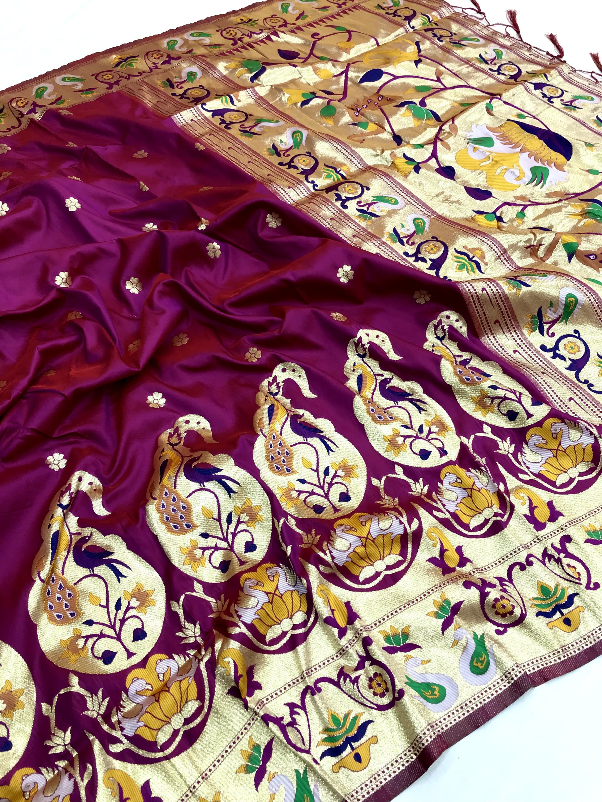 Wine color paithani silk saree for women with price
