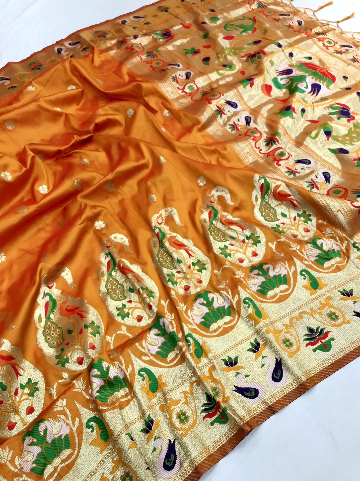 Mustard color paithani silk saree for women with images