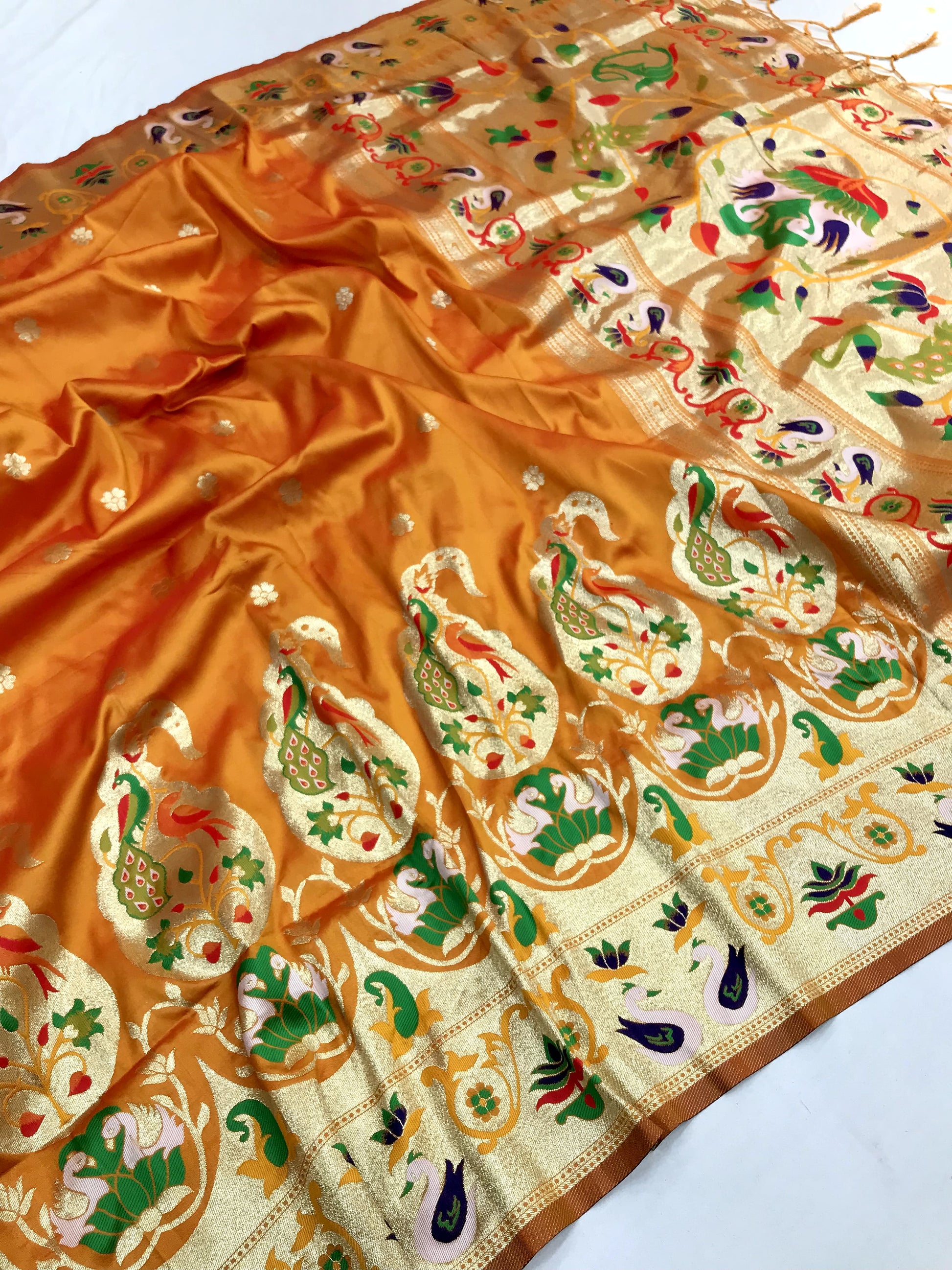 Mustard color paithani silk saree for women with images