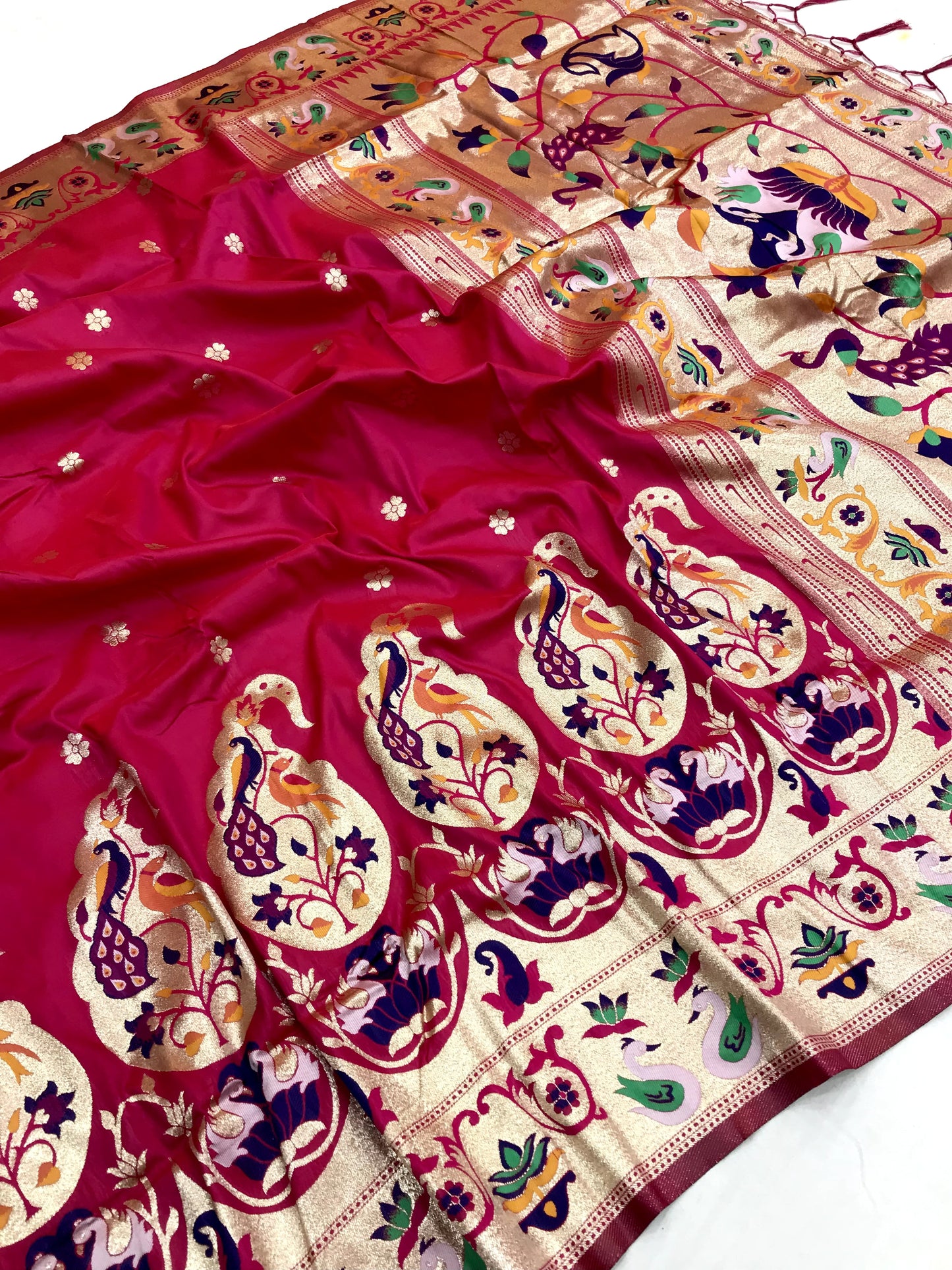 Pink color paithani silk saree with blouse