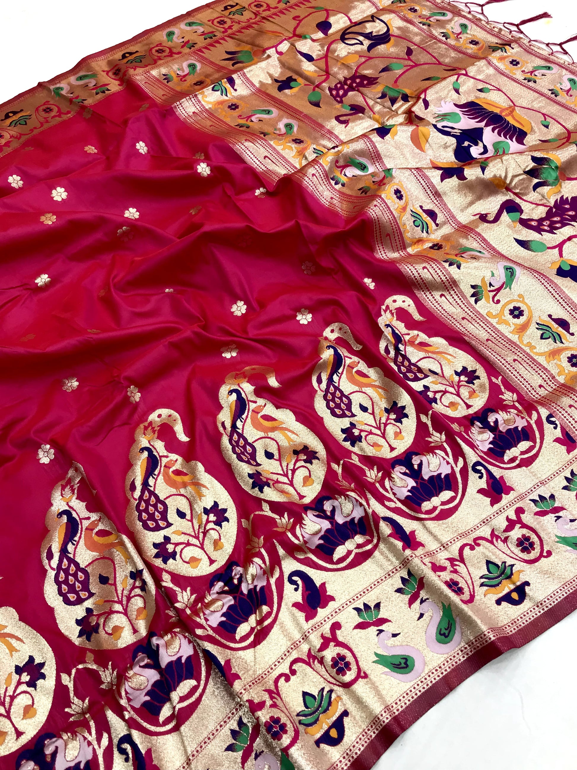 Pink color paithani silk saree with blouse