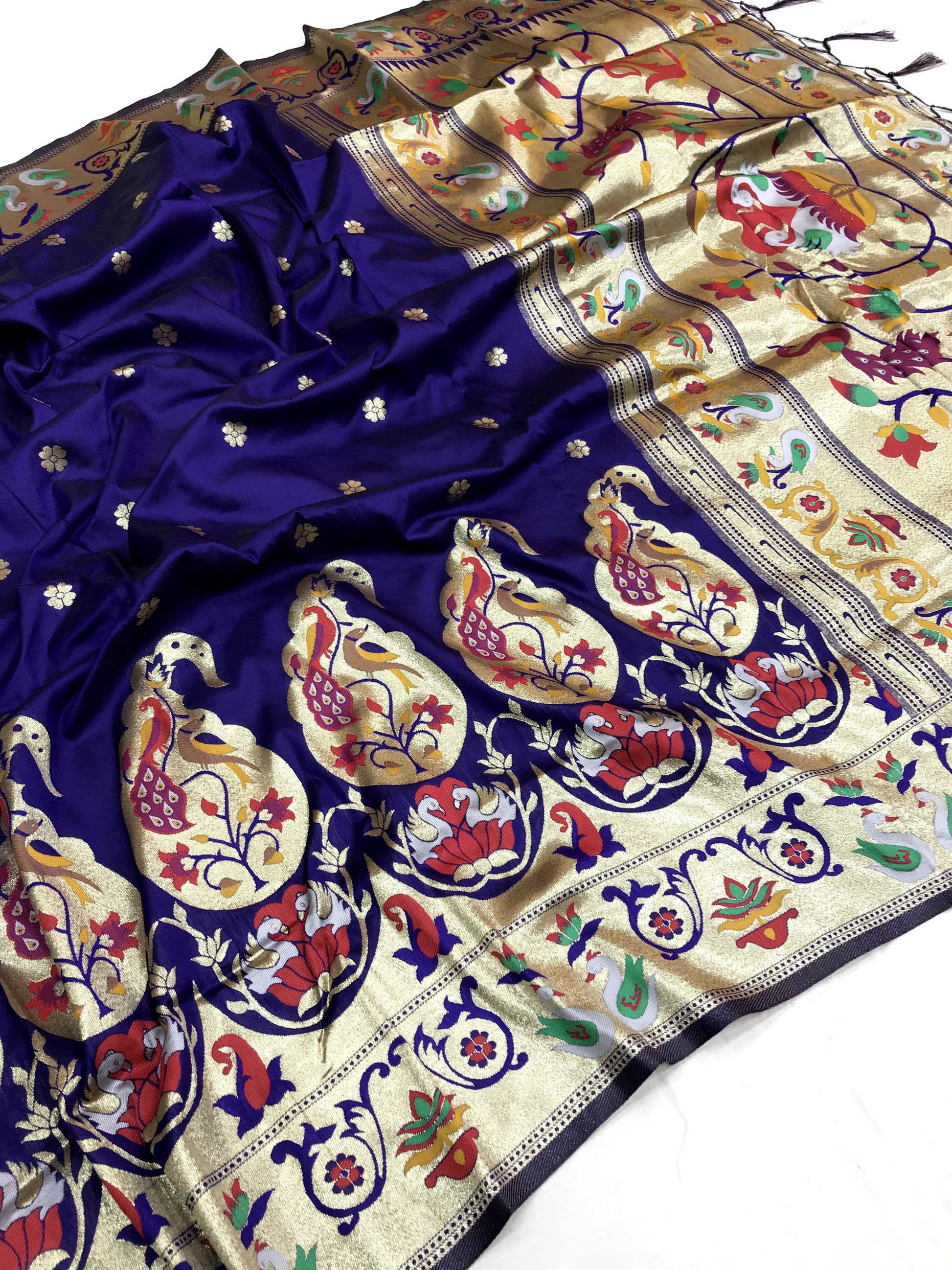 Purple color paithani silk saree with blouse online shopping