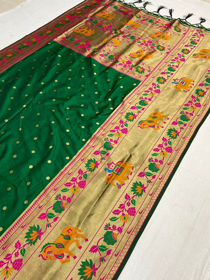 Green Banarasi silk saree for women online
