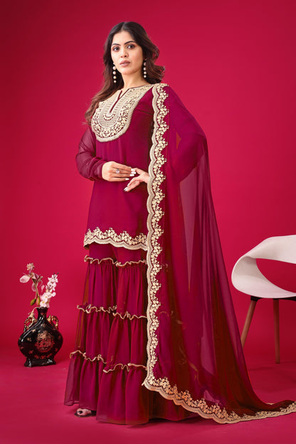 Pink color georgette salwar suit with dupatta online
