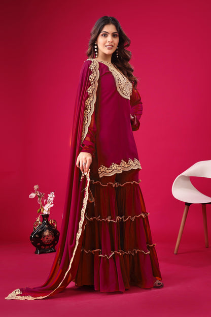 Pink color georgette salwar suit with dupatta price