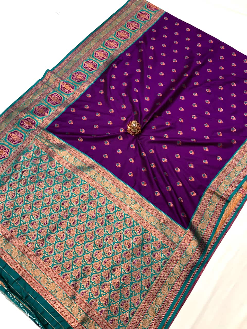 Purple color banarasi silk saree with blouse online