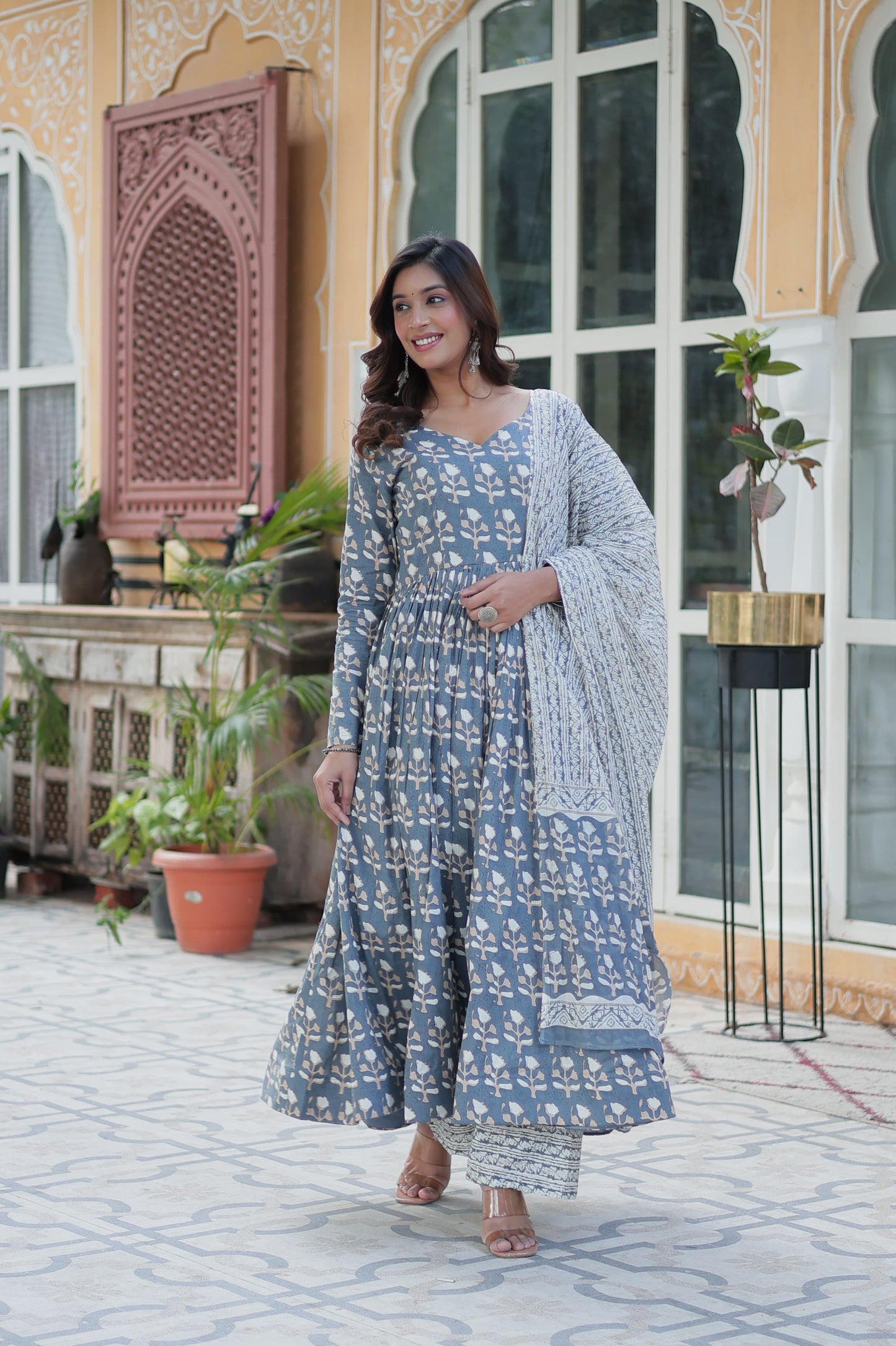 Sky color pure cotton salwar suit with dupatta images