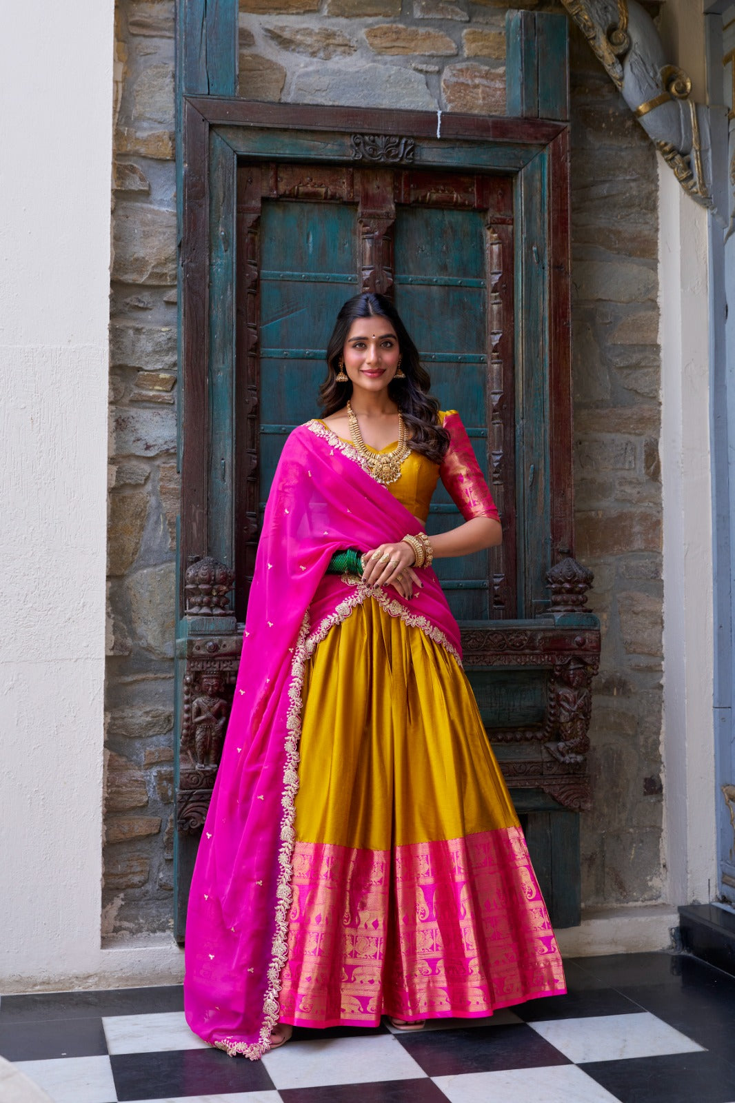 Mustrad color narayan pattu lehenga choli for women