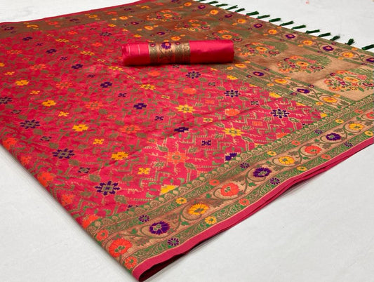 Gajri color banarasi silk saree for wedding
