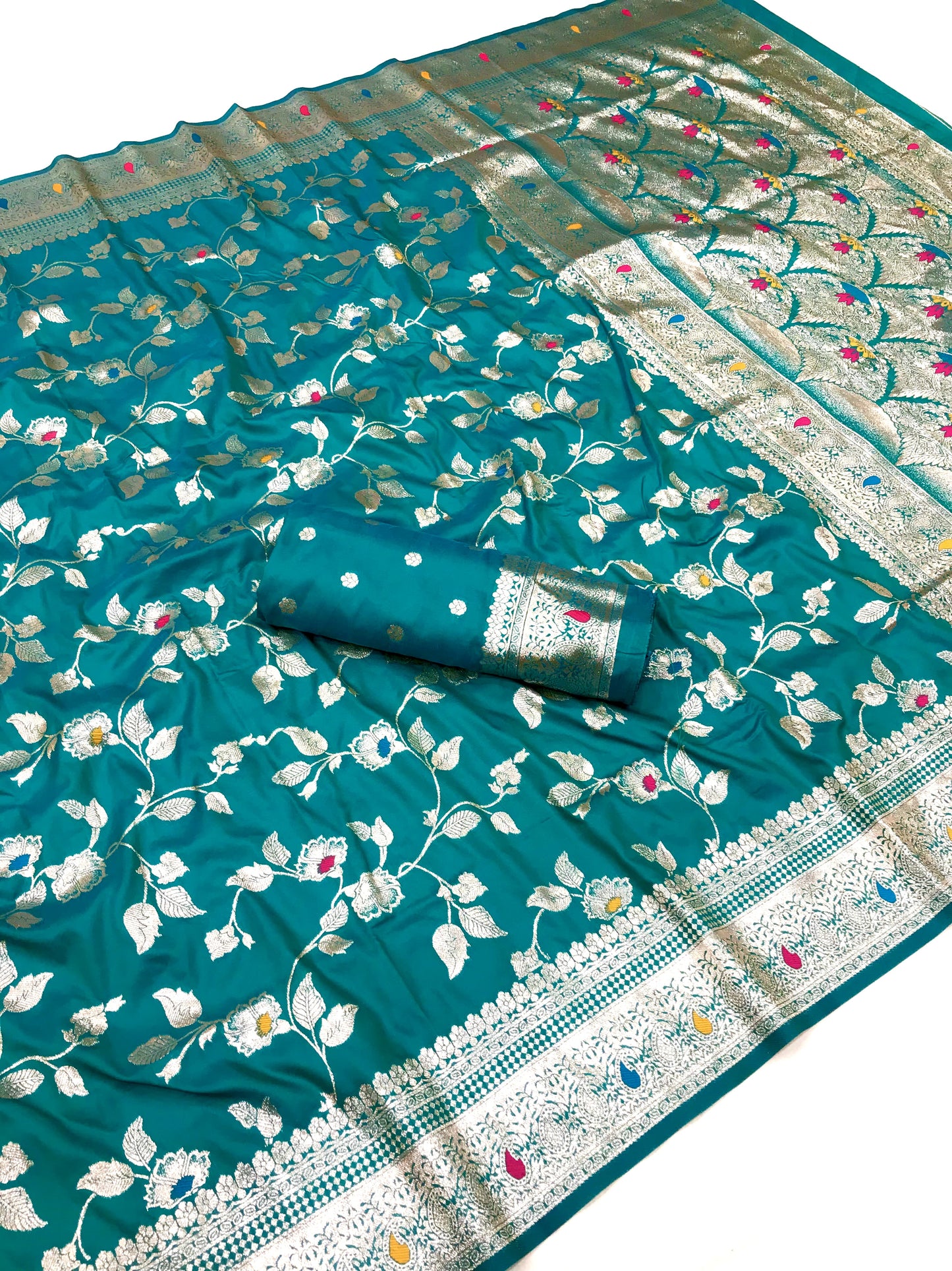 Teal Green banarasi silk saree online shopping