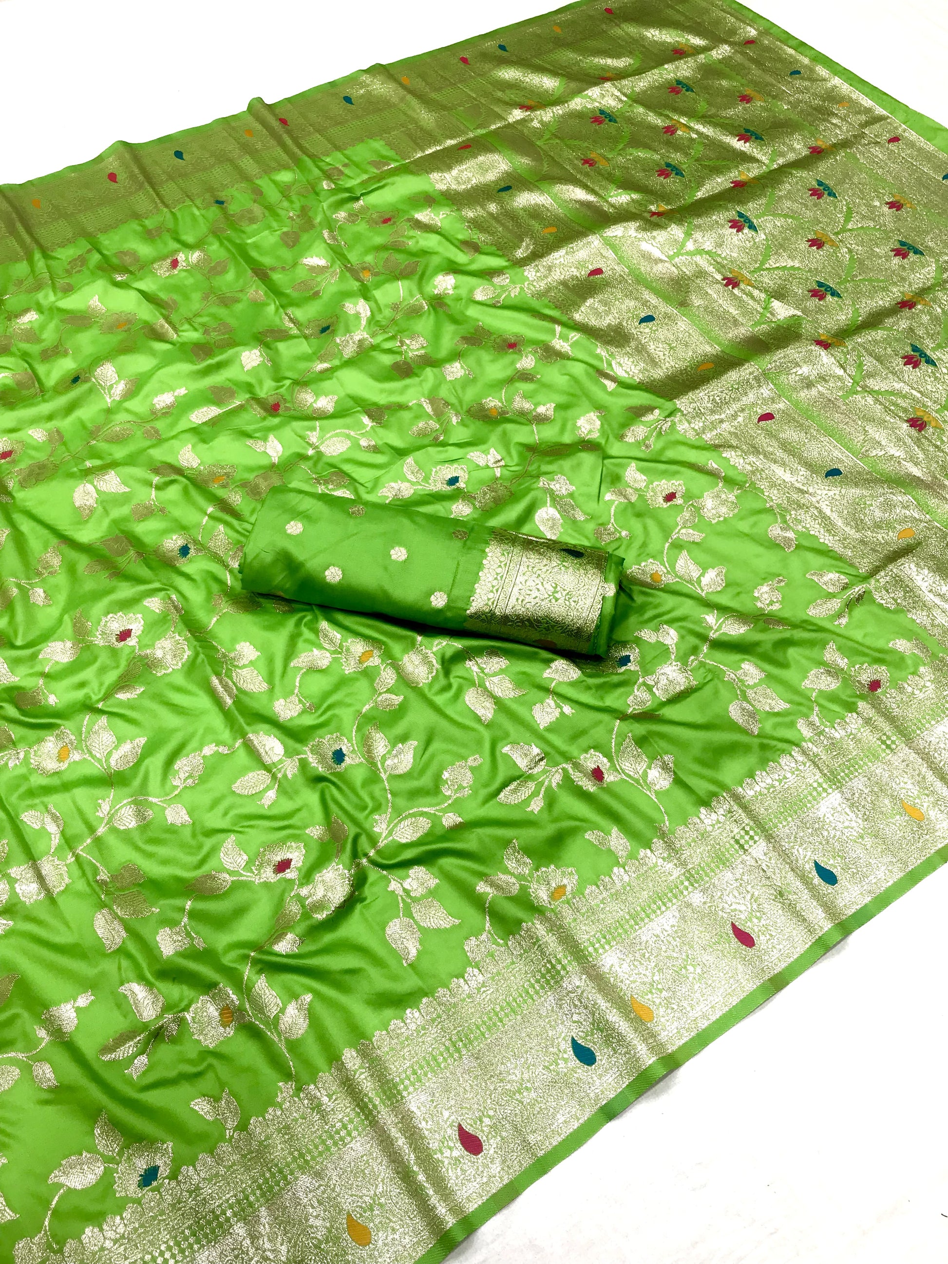 Green Banarasi Silk sarees for wedding with price
