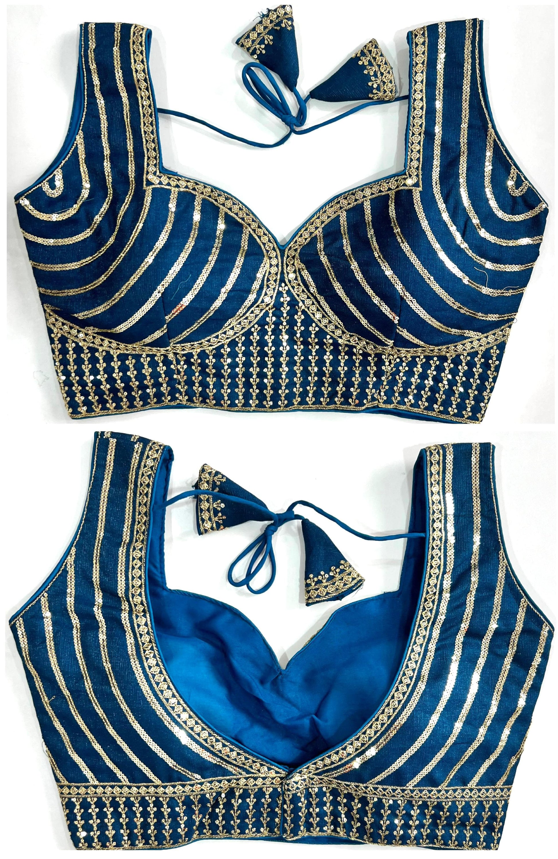 Teal color milan silk blouse for wedding