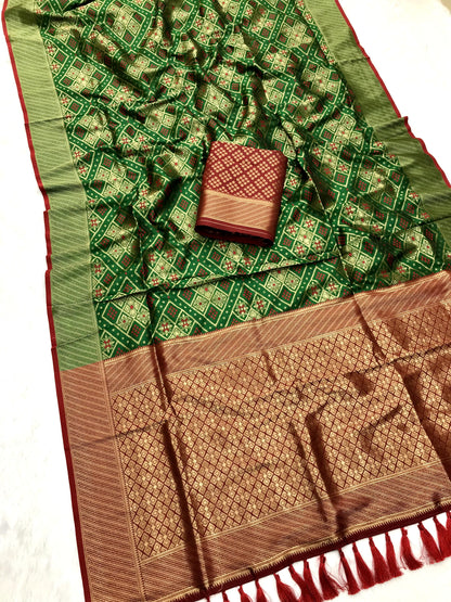 Green color handloom silk saree for women