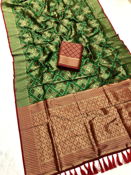 Green color handloom silk saree for women