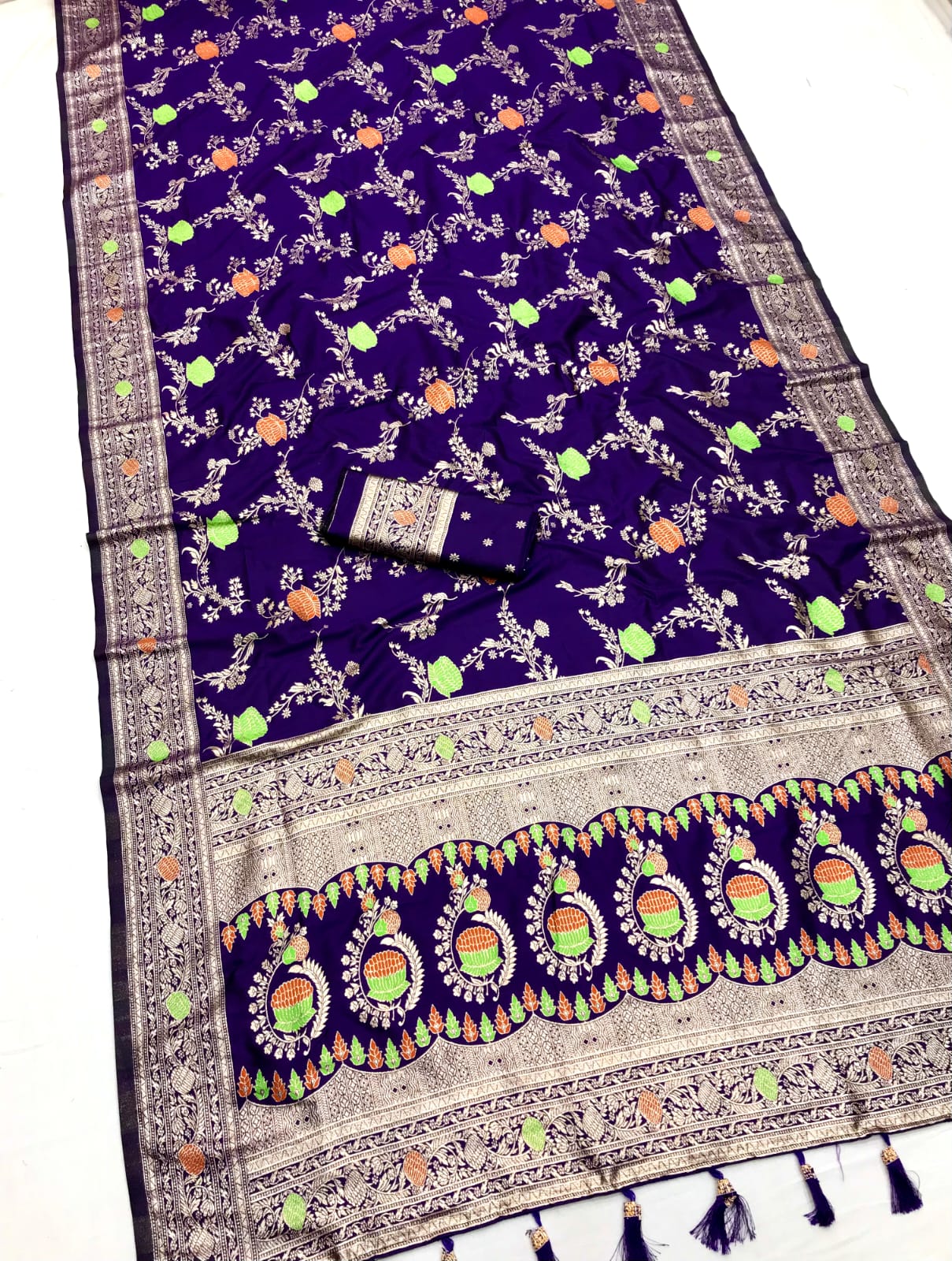 Purple color banarasi silk sarees for women