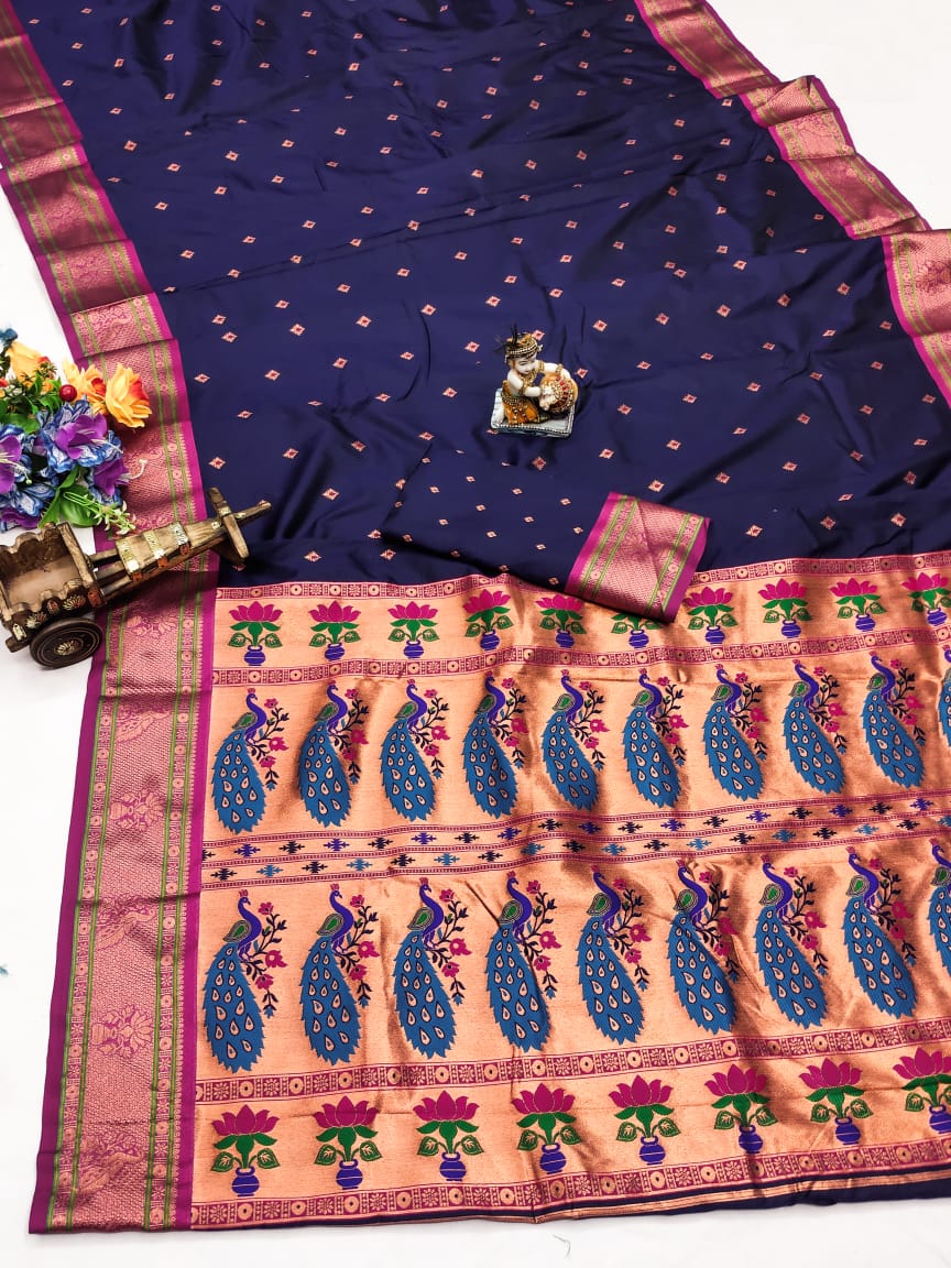 Purple color banarasi silk saree for women images