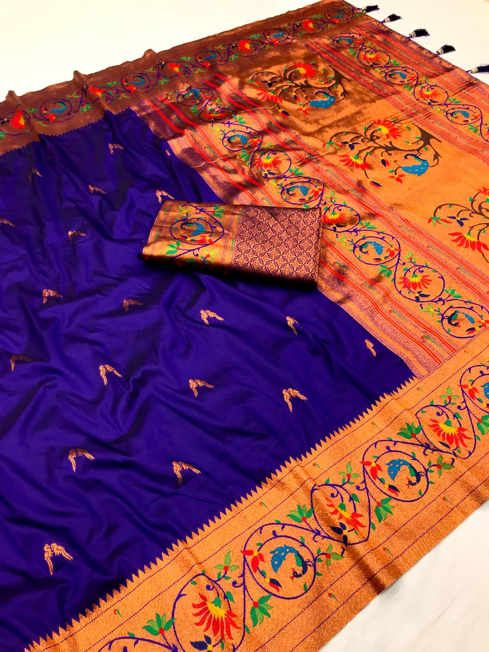 Purple color paithani silk saree for women online shopping