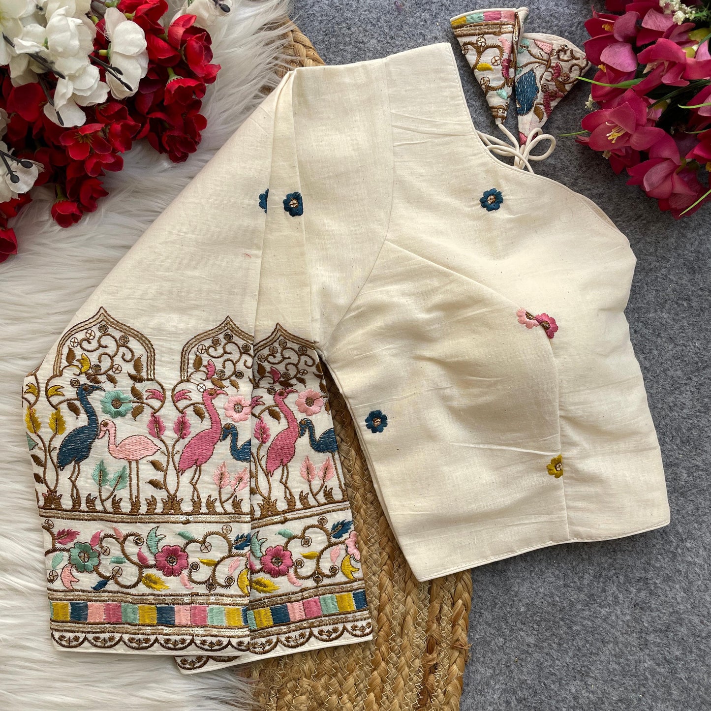 White color khadi cotton sarees blouse online shopping