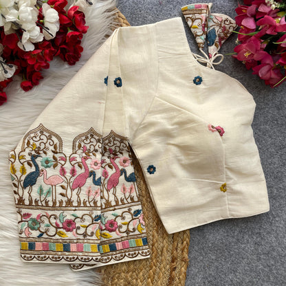 White color khadi cotton sarees blouse online shopping