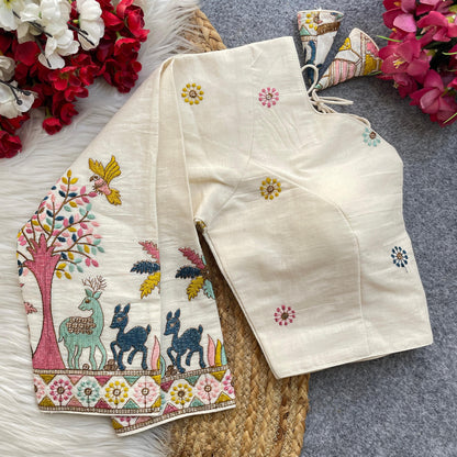 White color khadi cotton lehenga blouse for party