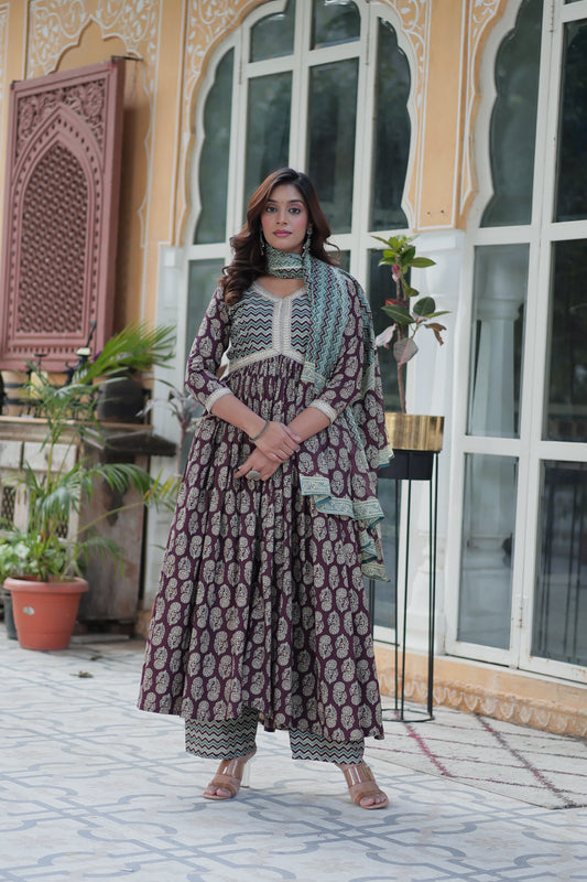 Wine color cotton salwar suit for women