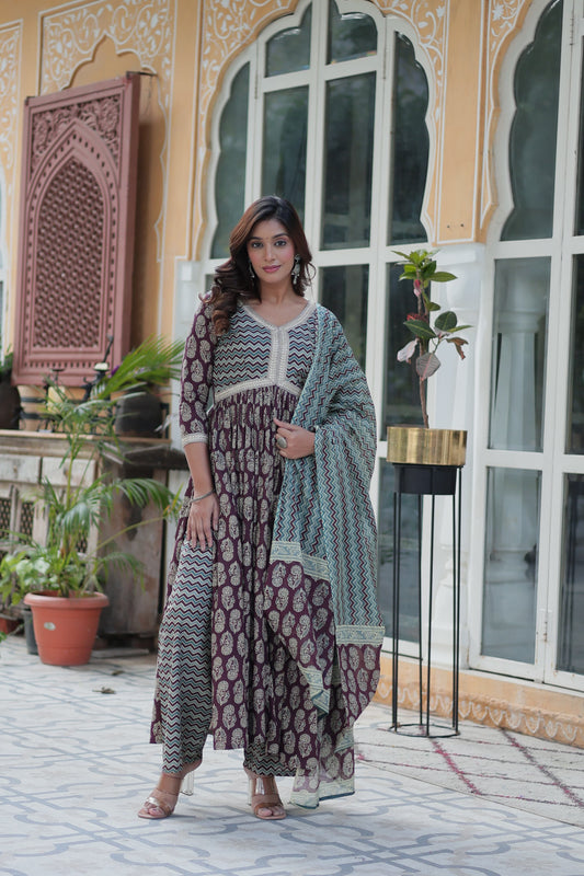 Wine color cotton salwar suit for wedding