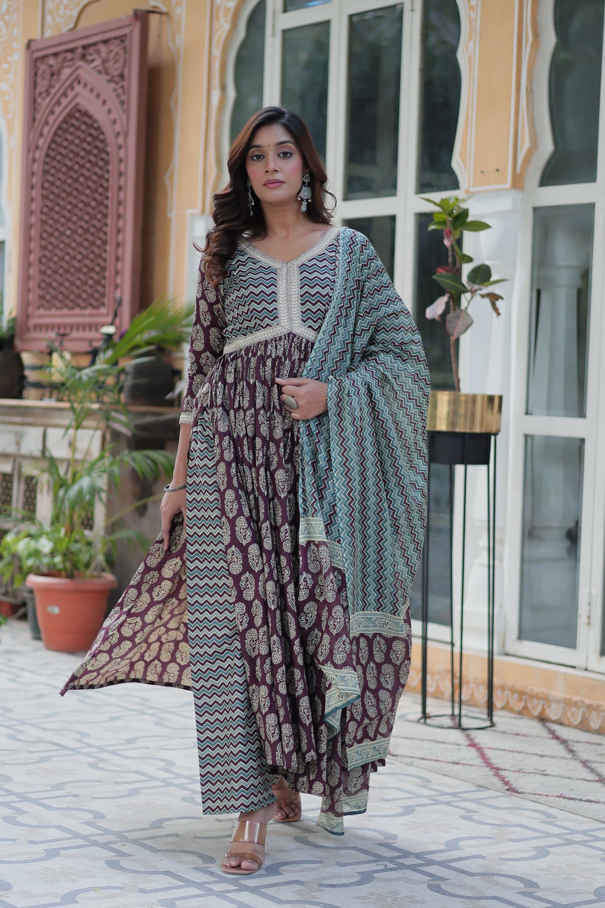 Wine color cotton salwar suit for women price
