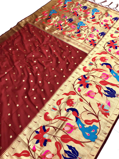 Brown color paithani silk saree for wedding