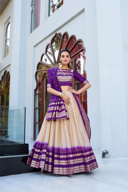 Purple color chanderi lehenga choli for women