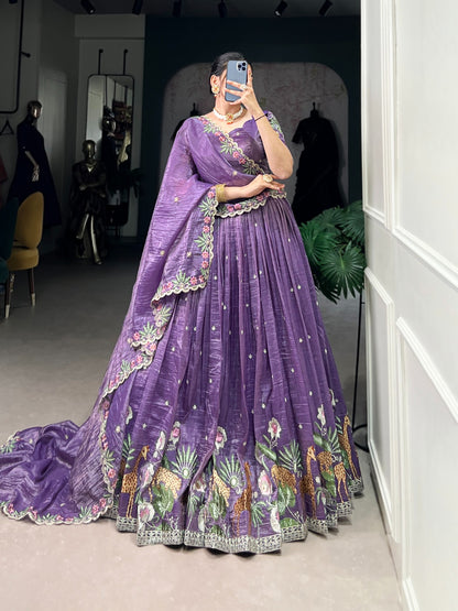Lavender color gold crush lehenga choli