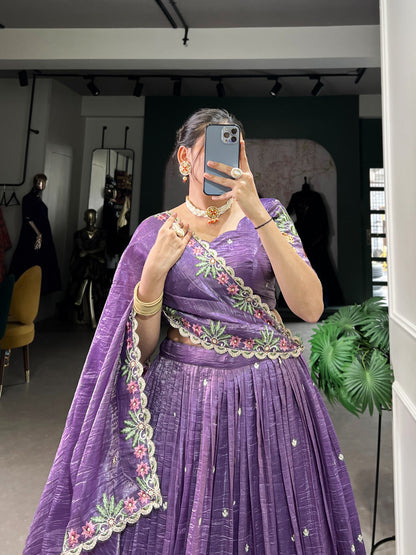 Lavender color gold crush lehenga choli price