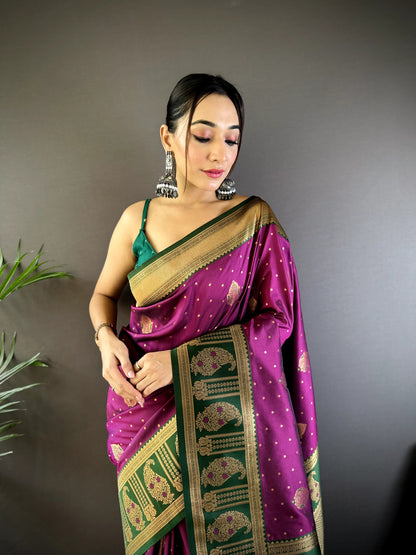 Wine color banarasi silk saree with blouse price